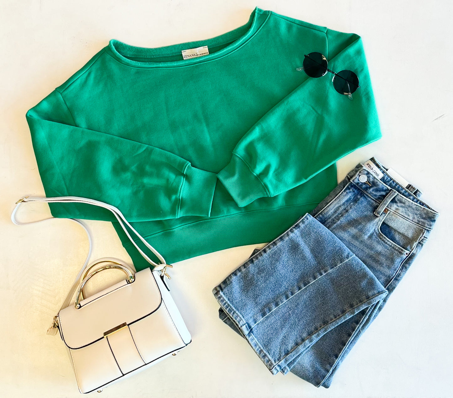 Cloud Nine Boat Neck Sweatshirt - Kelly Green