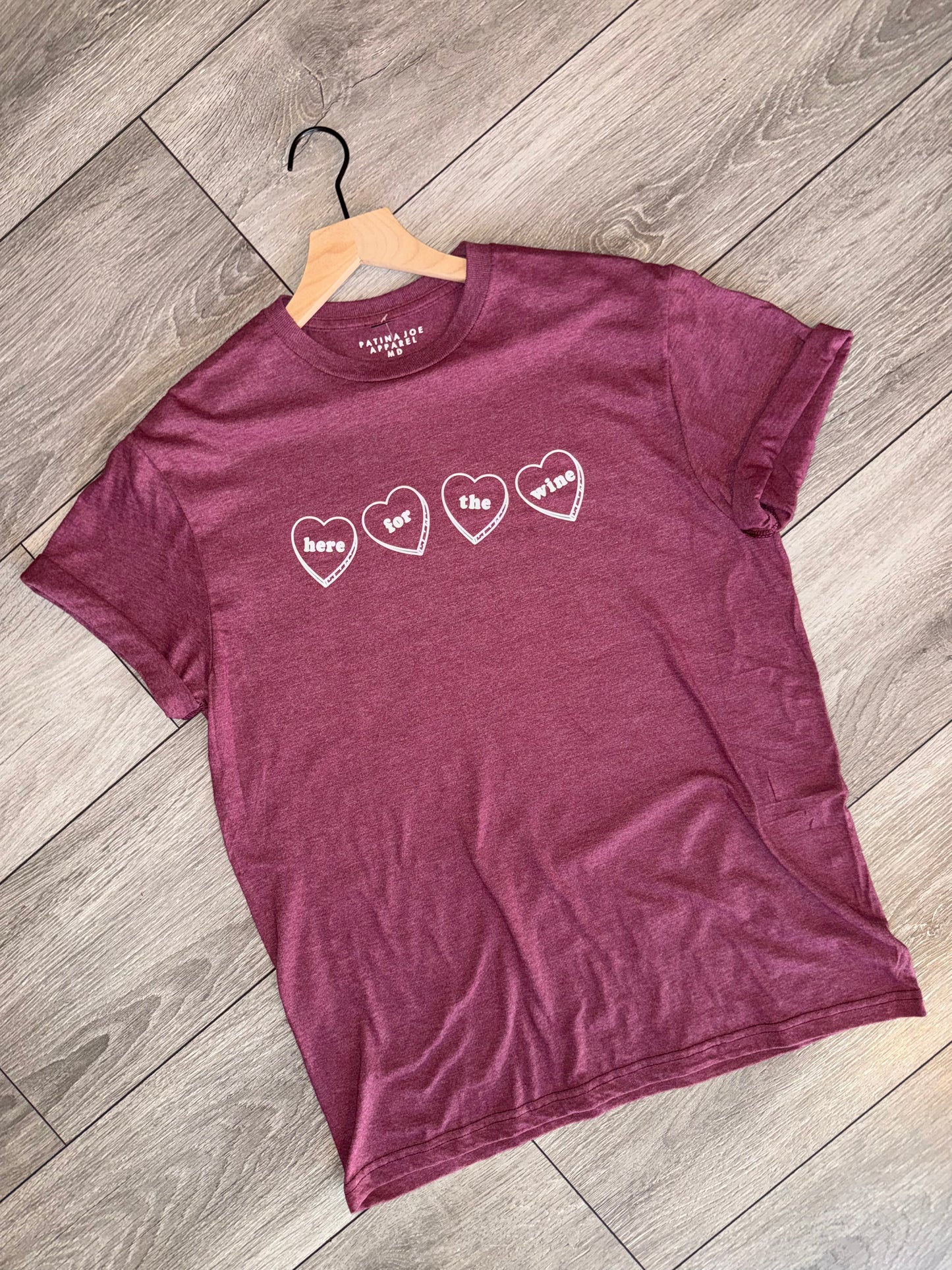 Here For The Wine Tee - Maroon Mist