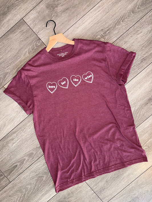 Here For The Wine Tee - Maroon Mist