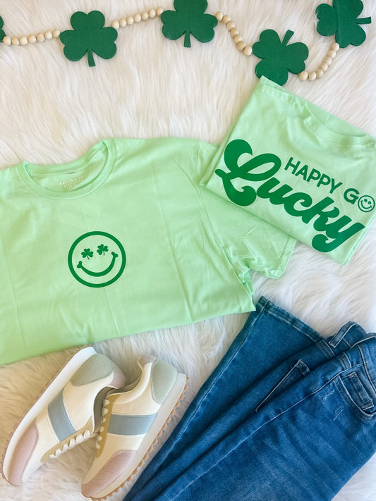 Happy Go Lucky Tee - Mint Green