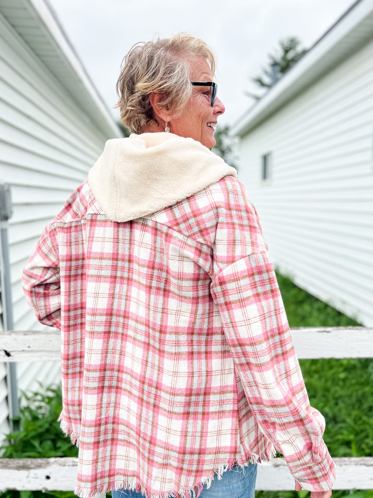 Cover Me Up Flannel Jacket - Pink