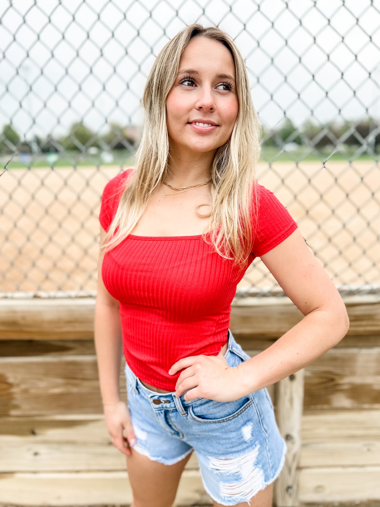 Seeing Red Ribbed Top