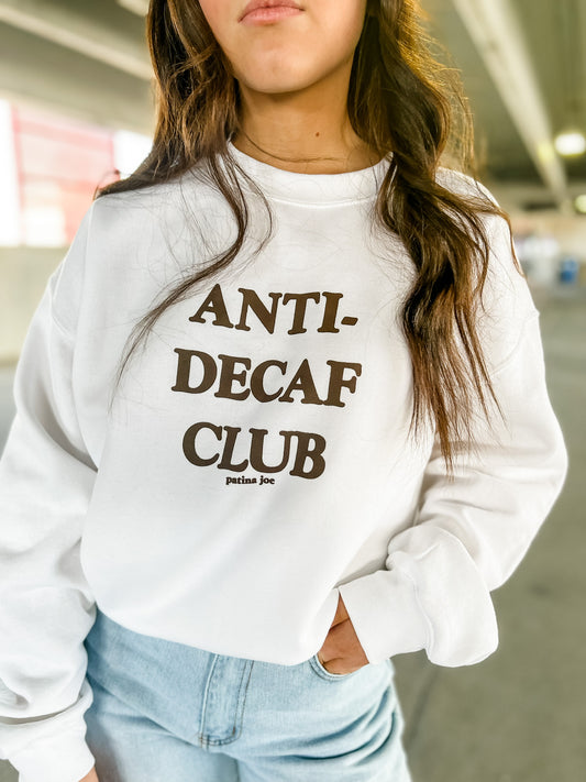 Anti-Decaf Club Crew - White