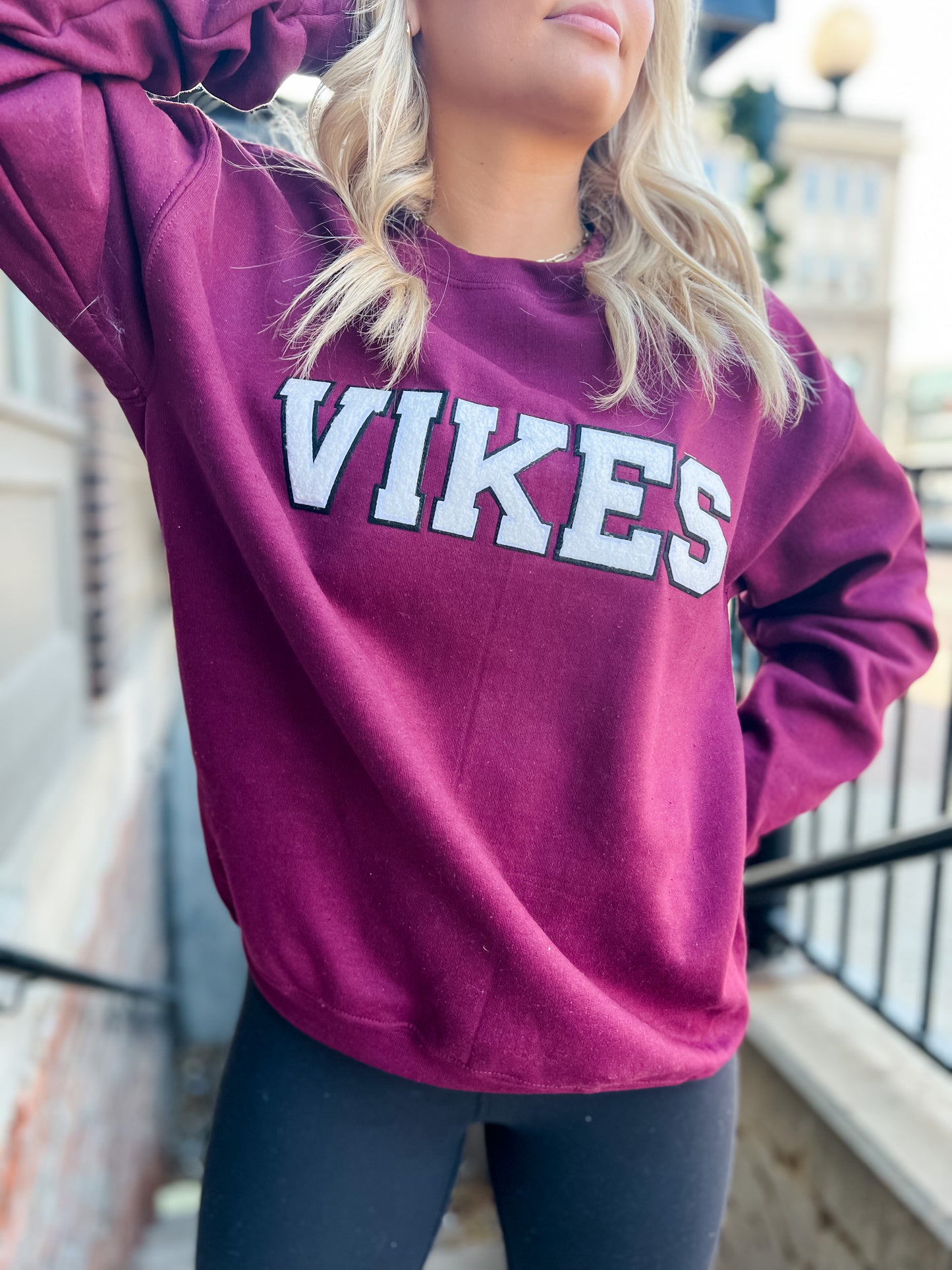 Vikes Letter Patch Crew - Maroon